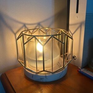 Bath & Body Works Gold and White Candle Holder